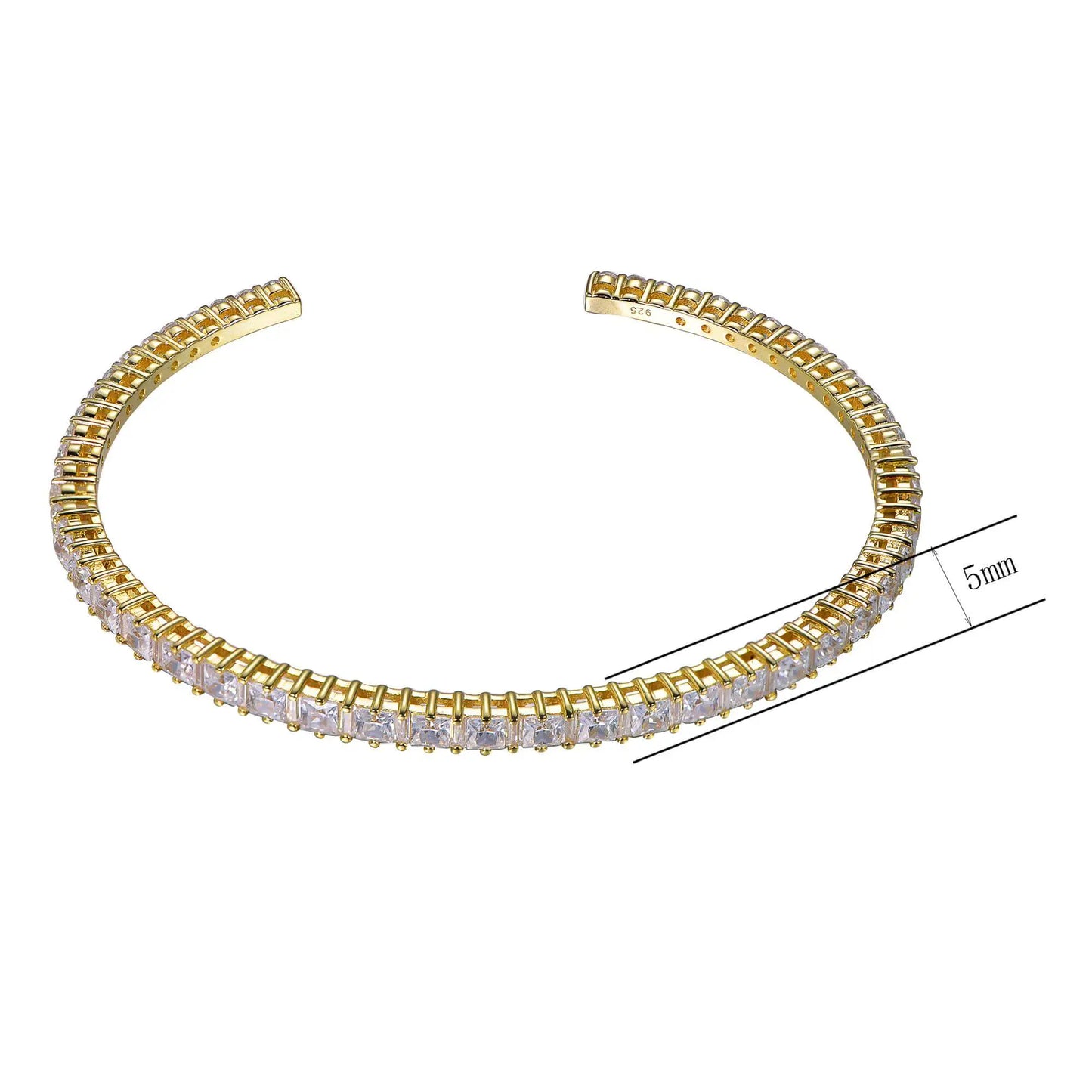 Wholesale Gold Plated CZ Open Flexible Tennis Bangle