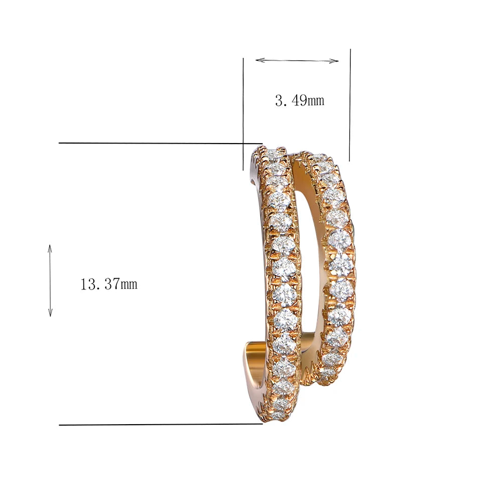 Wholesale Gold Plated Micro Double Row Open Hoop Earrings