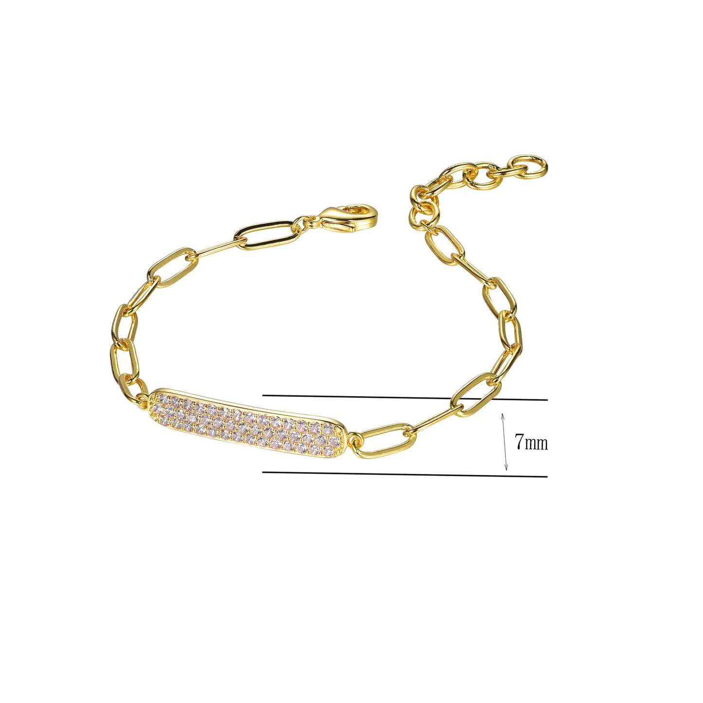 Wholesale Gold Plated Paperclip Link Chain Pave Bar Bracelet