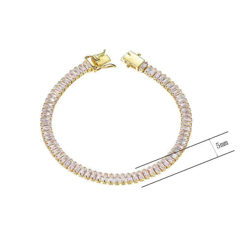 Wholesale Gold Plated Simulated Diamond Rectangle Tennis Bracelet