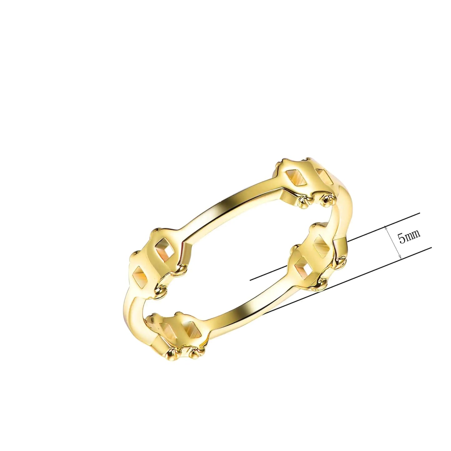 Wholesale Gold Plated Square Cut-outs Plain Simple Engagement Rings