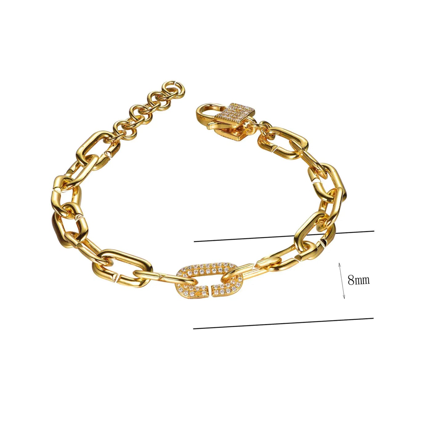 Wholesale Gold Plated Thick Chain Oval Paper Clip Link Bracelet
