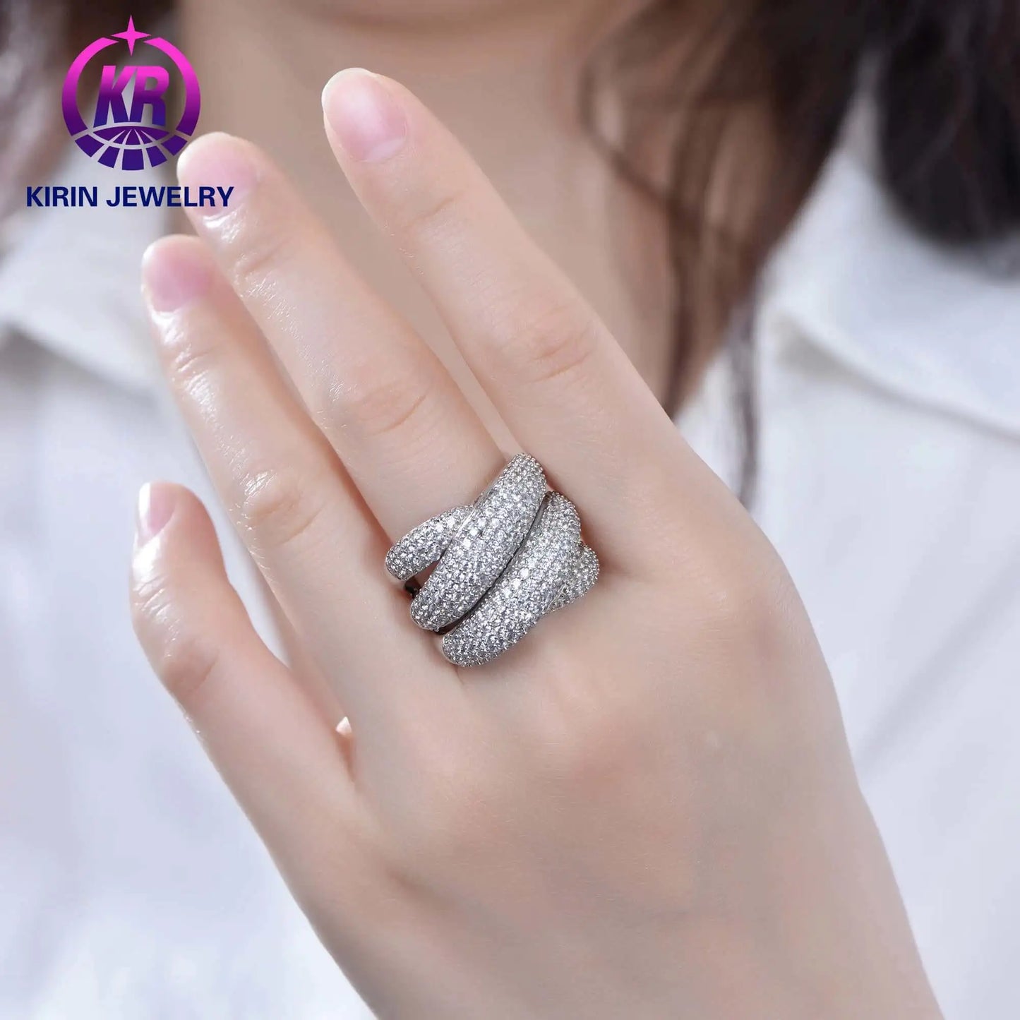 Wholesale Intertwined Design Wide Band Diamond Engagement Rings for Women