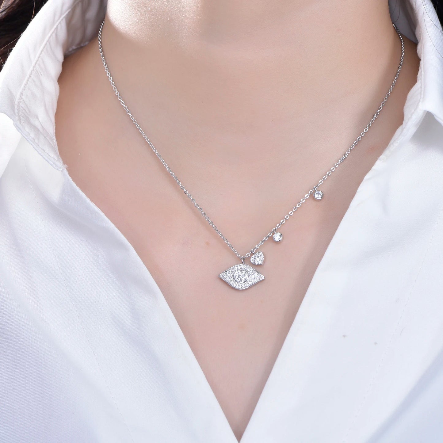 Wholesale Jewelry 925 Sterling Silver Fashion Crystal 3A White Cubic Zirconia Necklace PersonalityNecklace For Women Kirin Jewelry