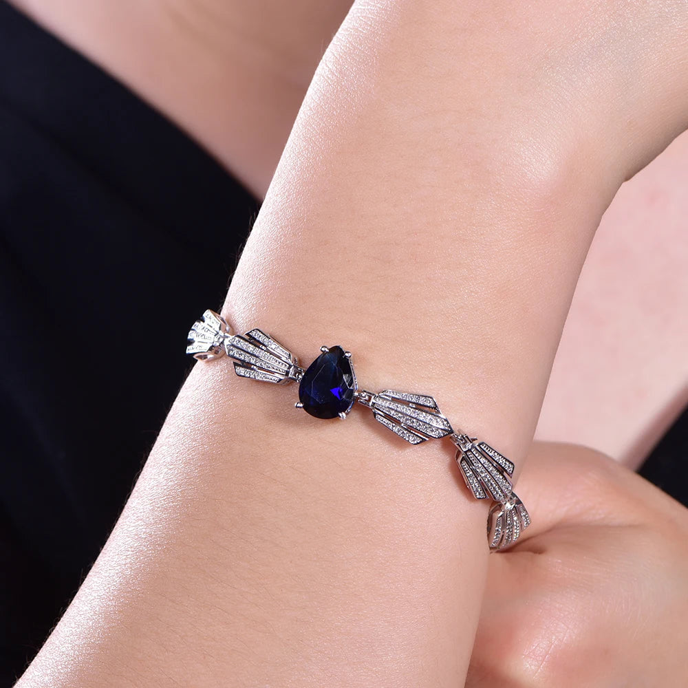Wholesale Lab Created Sapphire Personalized Chain Bracelets for Women