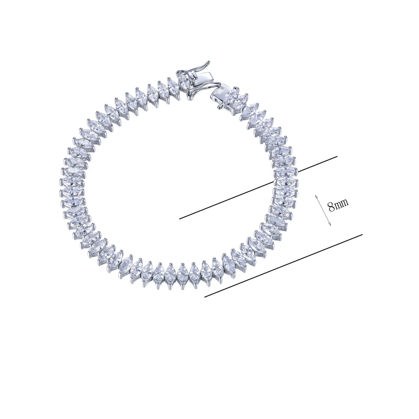 Wholesale Marquise Cut CZ Simulated Diamond Tennis Bracelets