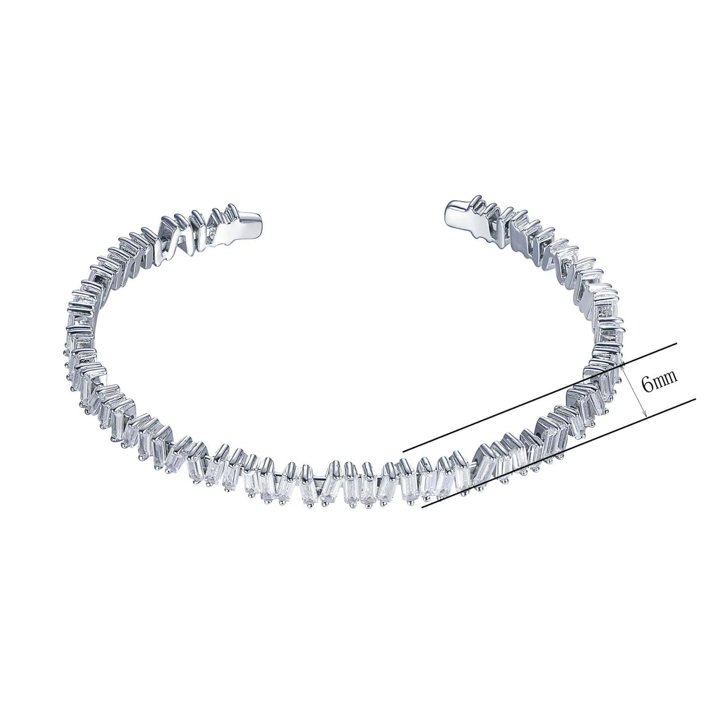 Wholesale Rectangle CZ Filled Eternity Cuff Bracelet Bangle