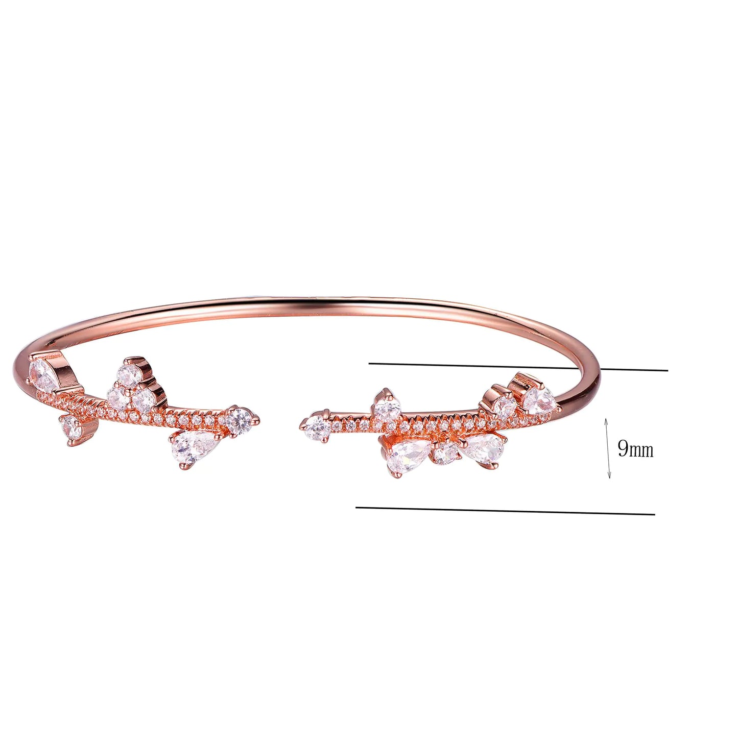 Wholesale Rose Gold Plated CZ Personality Open Bangle