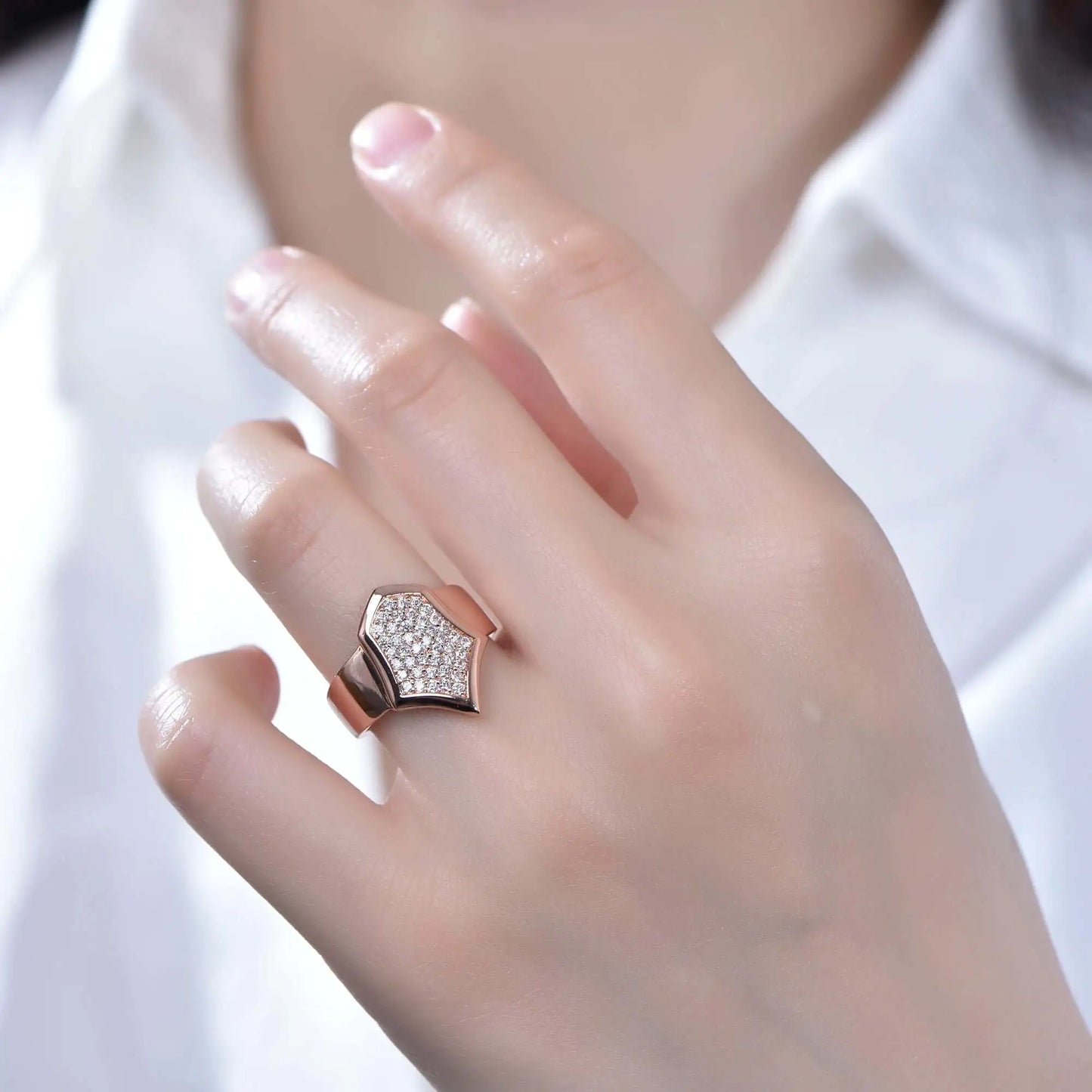 Wholesale Rose Gold Plated Chunky Geometric Engagement Rings for Women