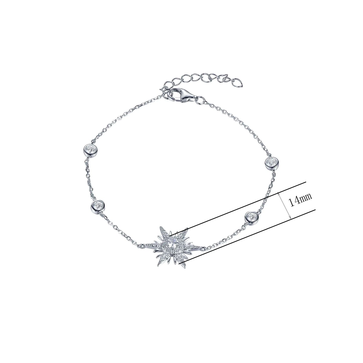 Wholesale Round Cut CZ Adjustable Created Diamond Star Bracelet