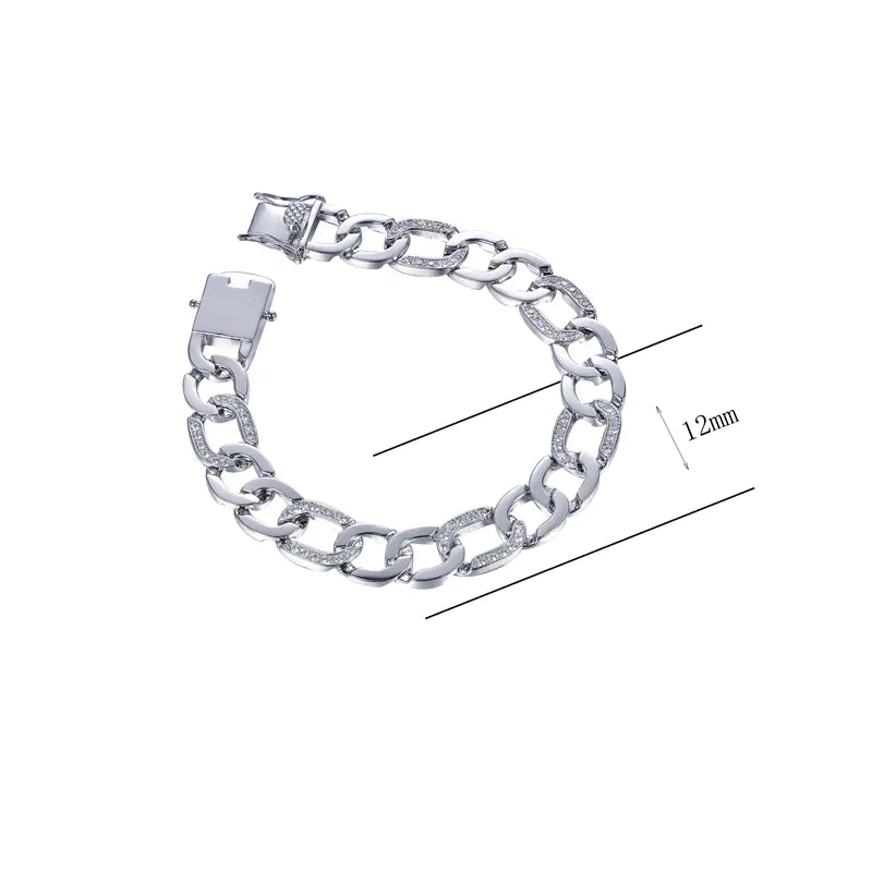 Wholesale Round Cut Lab Created Diamond Figaro Chain Bracelet