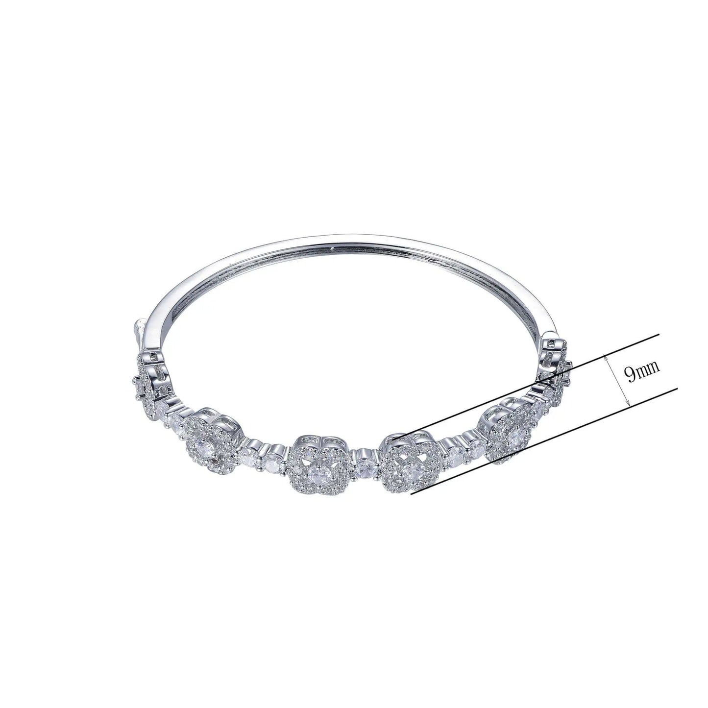 Wholesale Round Cut Simulated Diamond Flower Bangle Bracelet