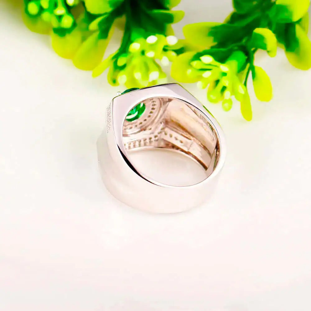 Wholesale Signet Style Vintage Lab Grown Emerald Engagement Ring