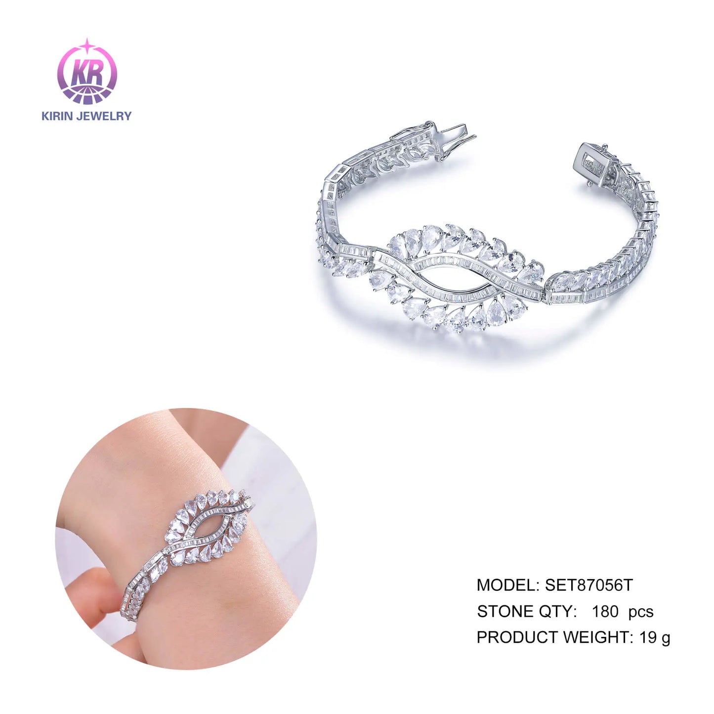 Wholesale Silve CZ Iced Out Simulated Diamond Personalized Chain Bracelets for Women