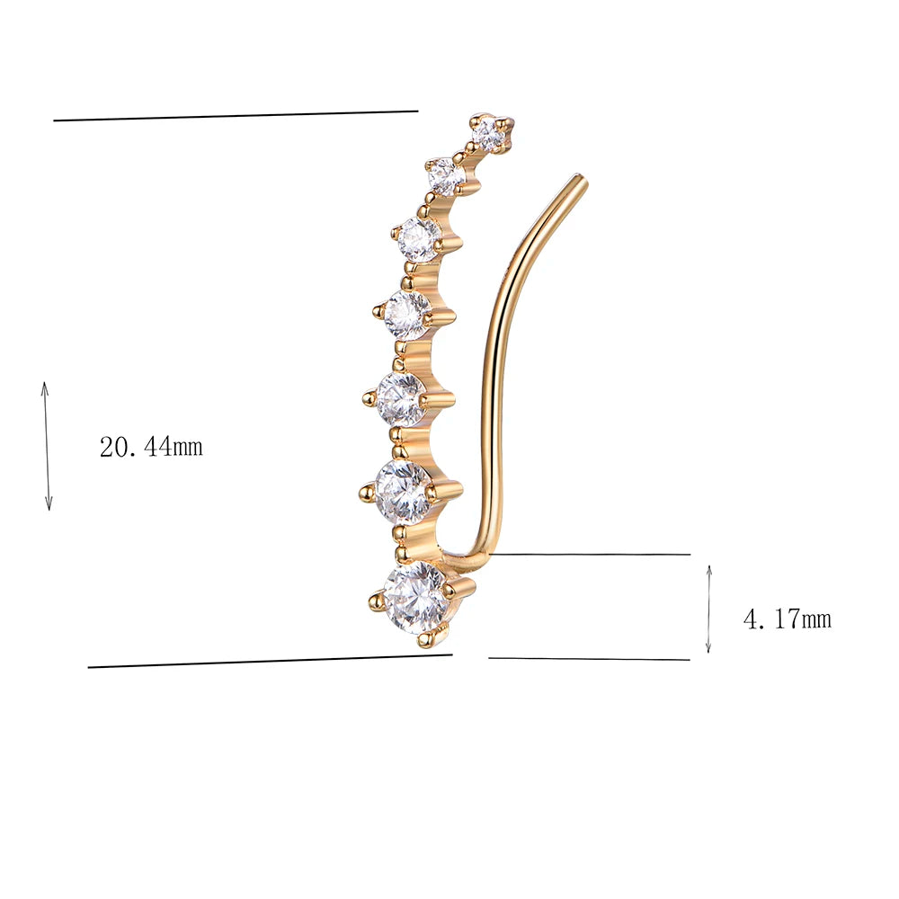 Wholesale Silver 7 Crystals Minimalist Ear Climber Crawler Earrings
