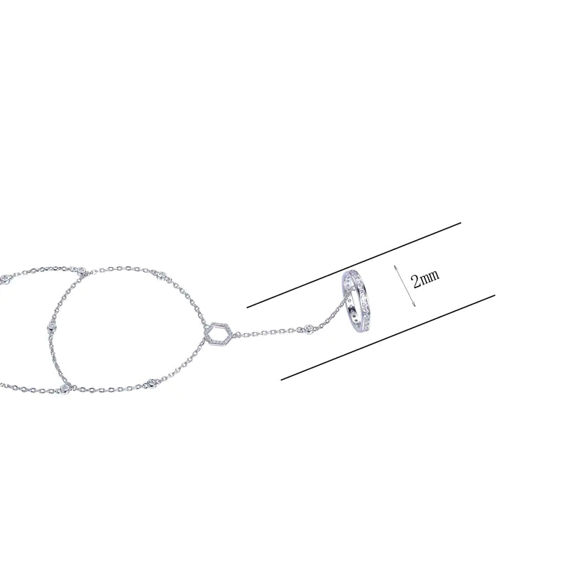 Wholesale Silver Adjustable Hand Chain Ring Bracelet