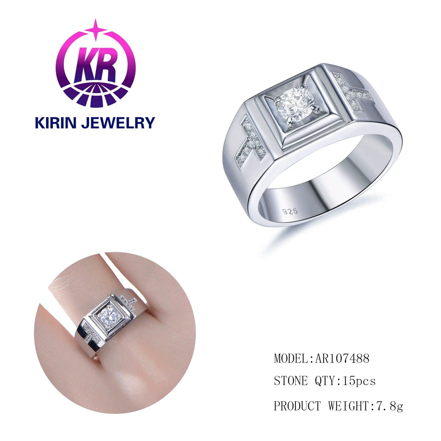 Wholesale Silver Brilliant Round Cut CZ Simulated Diamond Simple Style Engagement Rings for Women