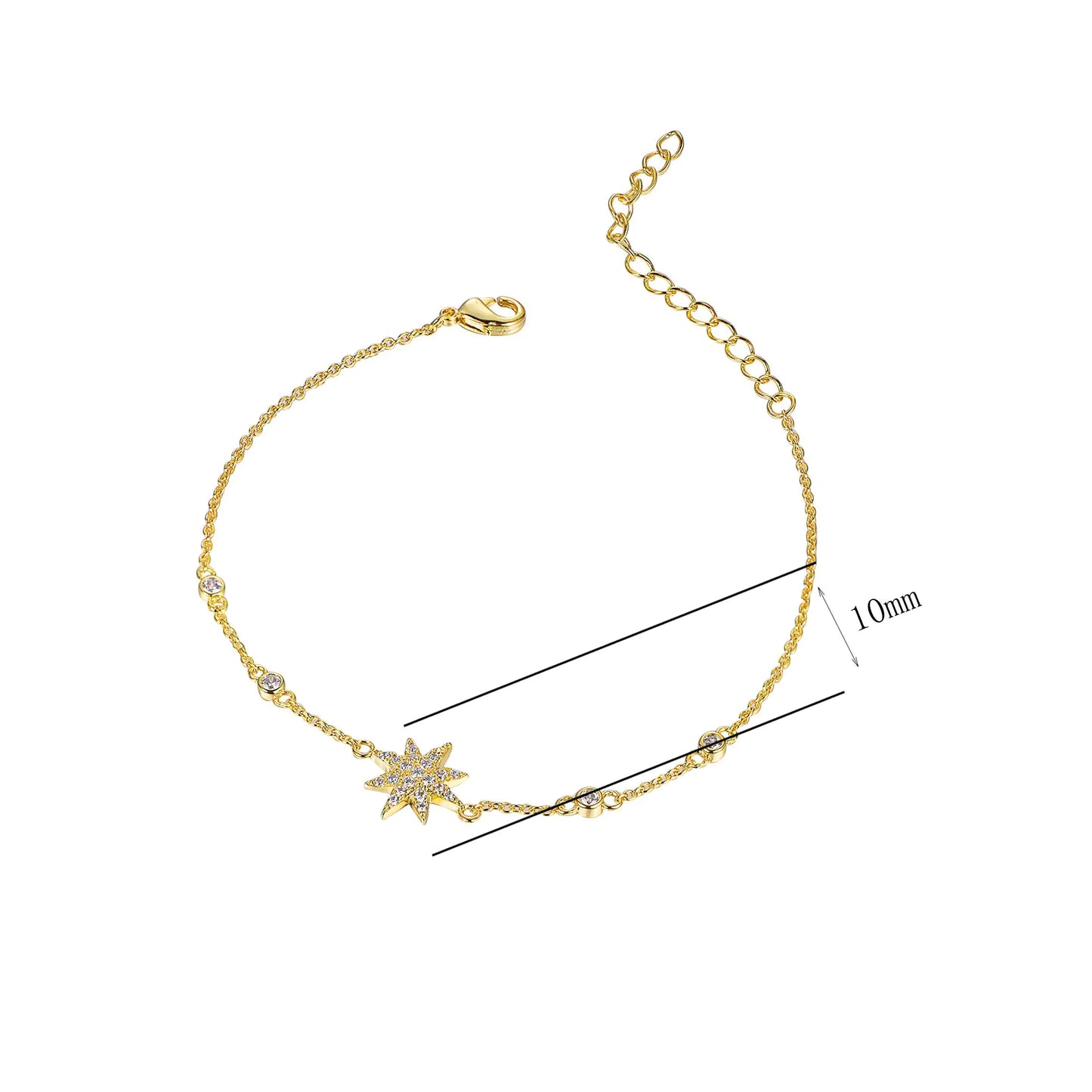 Wholesale Silver CZ Adjustable Sun Charm Bracelet