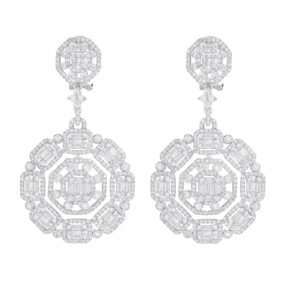 Wholesale Silver CZ Circle Cluster Round Wedding Bridal Jewelry Sets