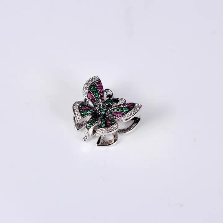 Wholesale Silver CZ & Corundum & Spinel & Nano Clamp Butterfly Jewelry Set