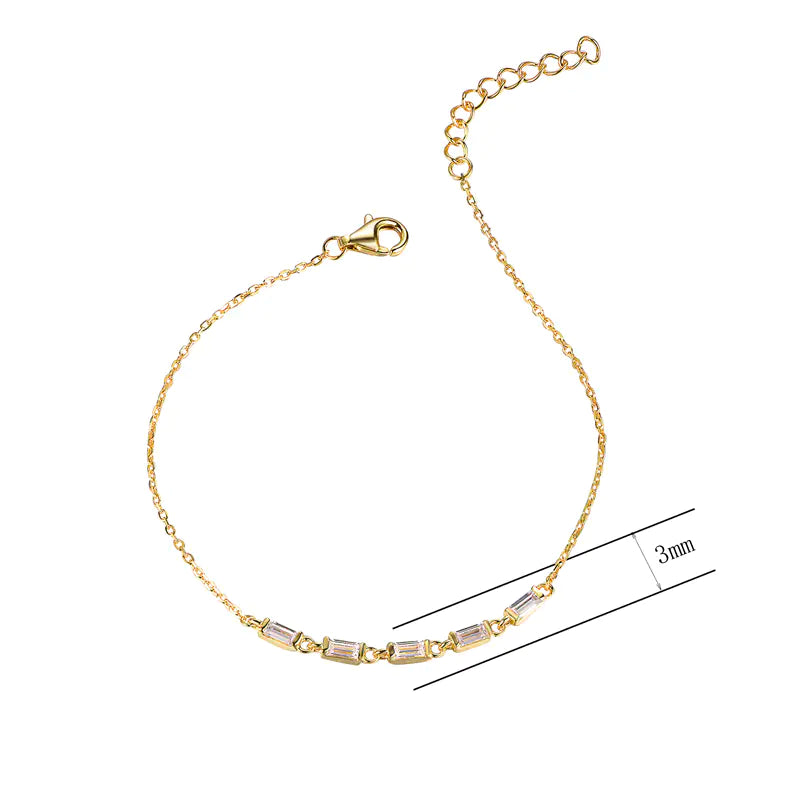 Wholesale Silver CZ Personalized Rectangle Link Bracelet