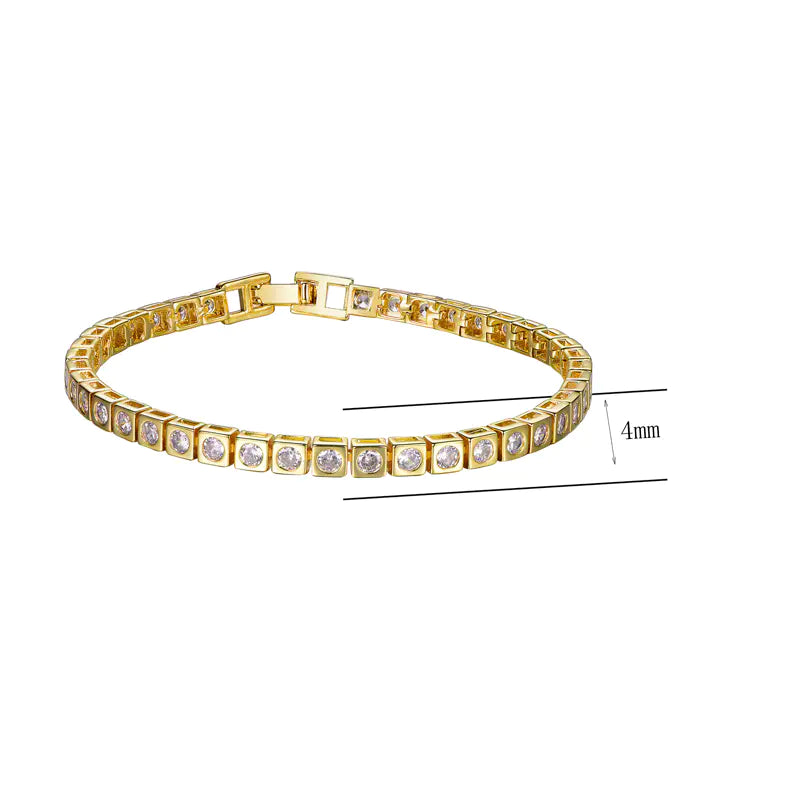 Wholesale Silver CZ Simulated Diamond Bezel Tennis Bracelet