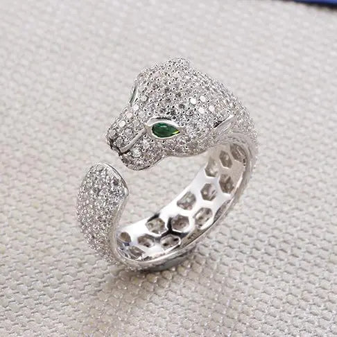 Wholesale Silver CZ & Spinel Statement Animal Ring Leopard Print Jewelry Set