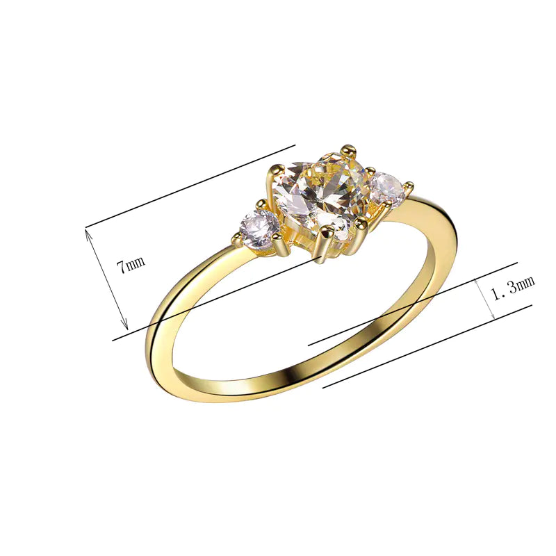 Wholesale Silver CZ Three Stone Heart Shape Solitaire Ring