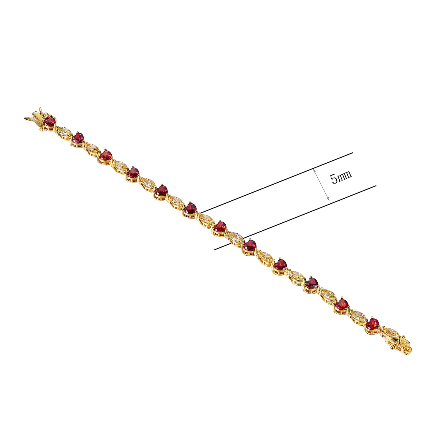 Wholesale Silver Created Ruby Citrine Heart Shaped Tennis Bracelet