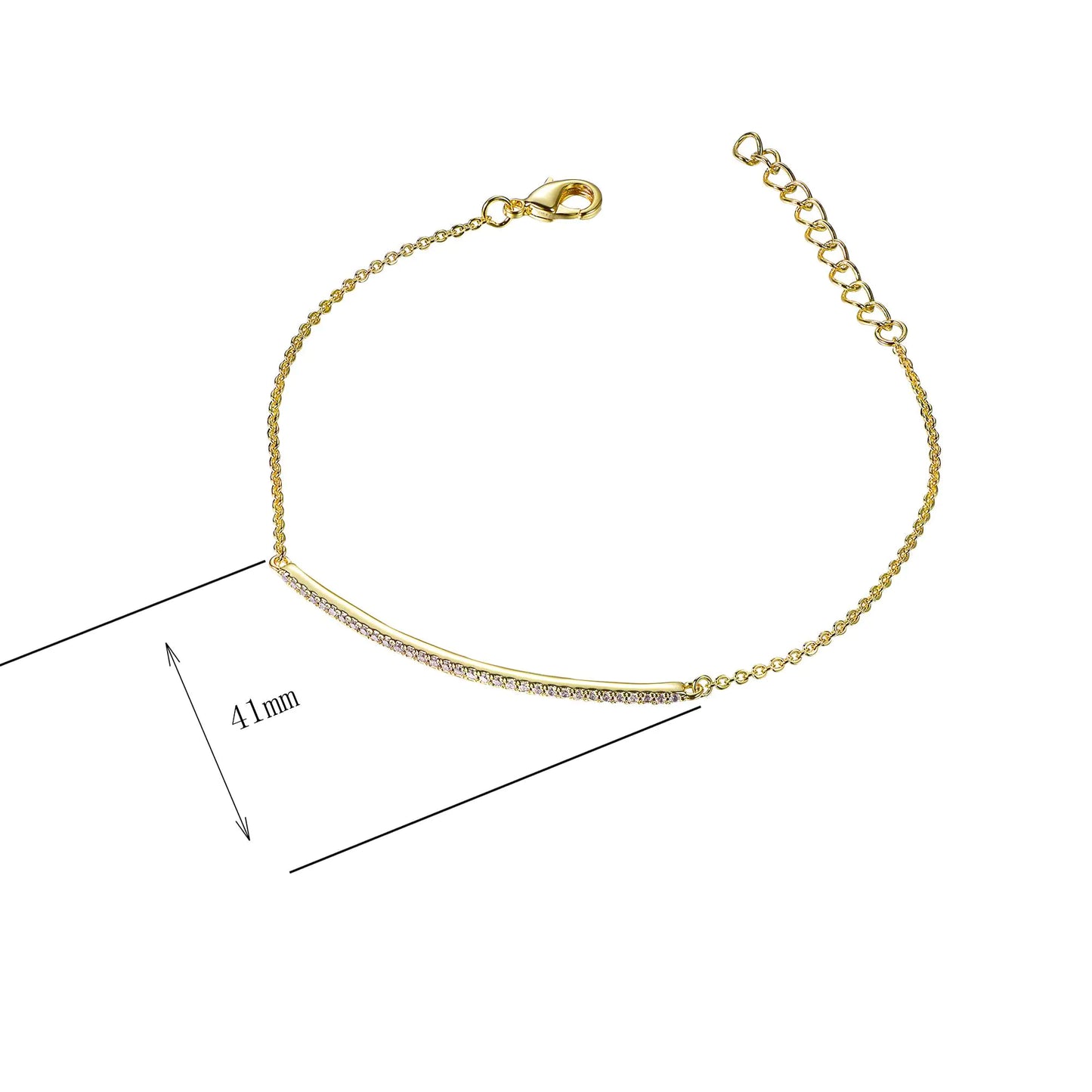 Wholesale Silver Cubic Zircon Adjustable Curved Bar Bracelet