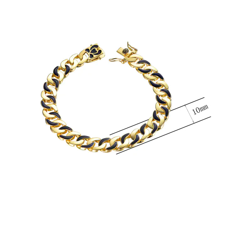 Wholesale Silver Enamel Two Tone Cuban Link Chain Bracelet