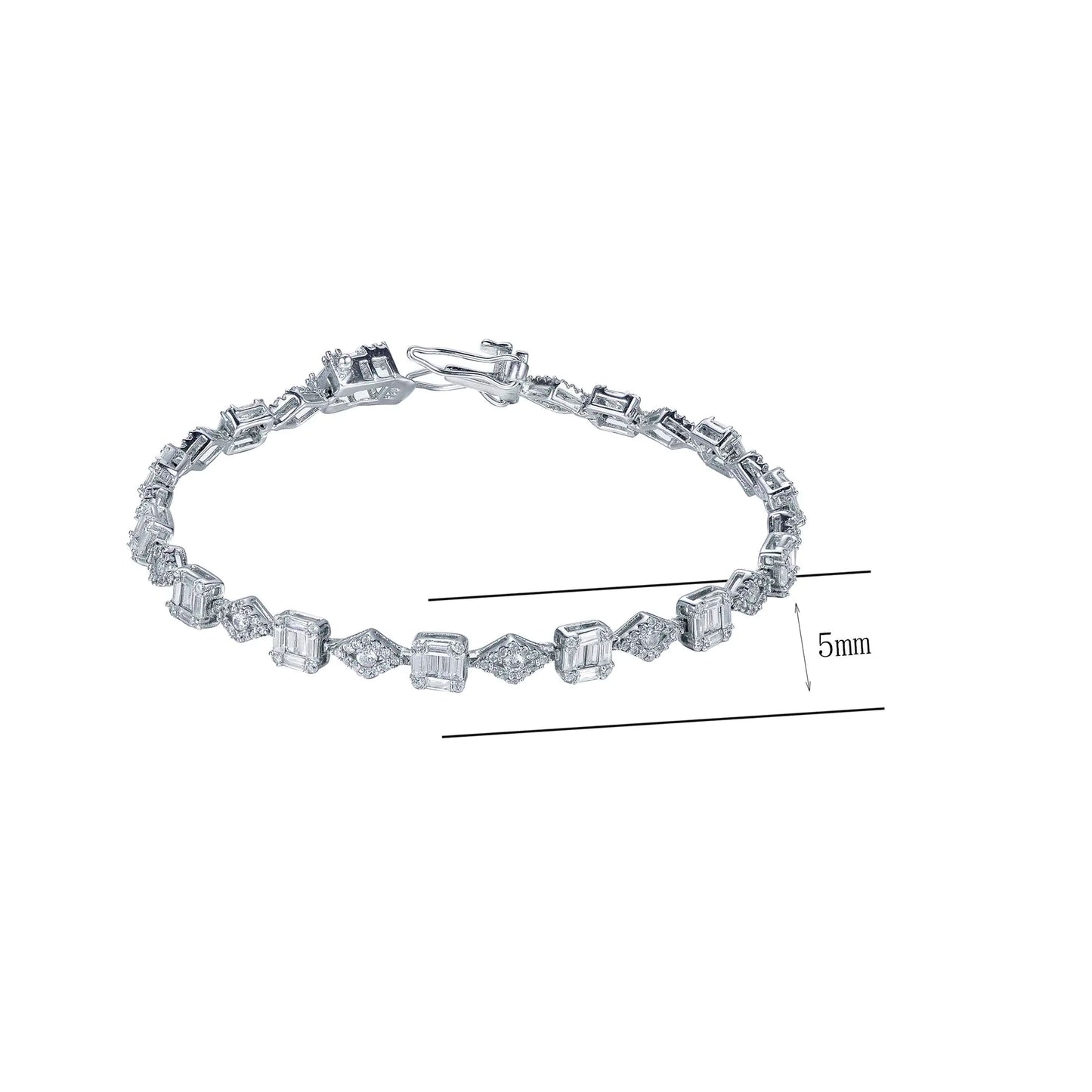 Wholesale Silver Geometric Irregular Shaped Tennis Bracelet