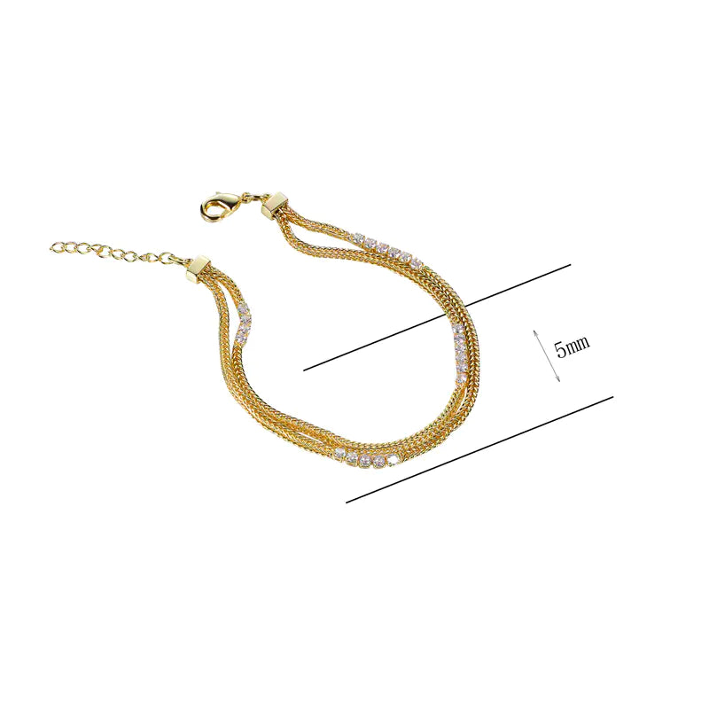 Wholesale Silver Gold Plated Double Layer Snake Chain Bracelet