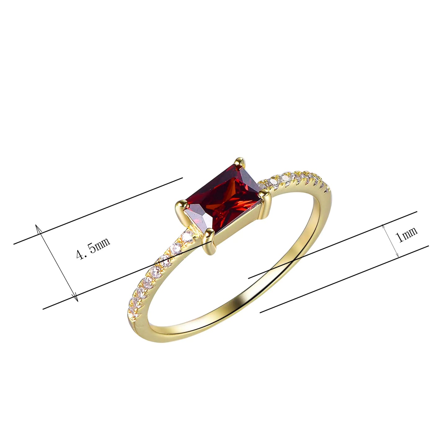 Wholesale Silver Gold Plated Lab Created Ruby Solitaire Thin Band Rings