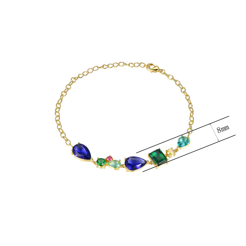 Wholesale Silver Gold Plated Mixed Cut Multi Gem Bracelet