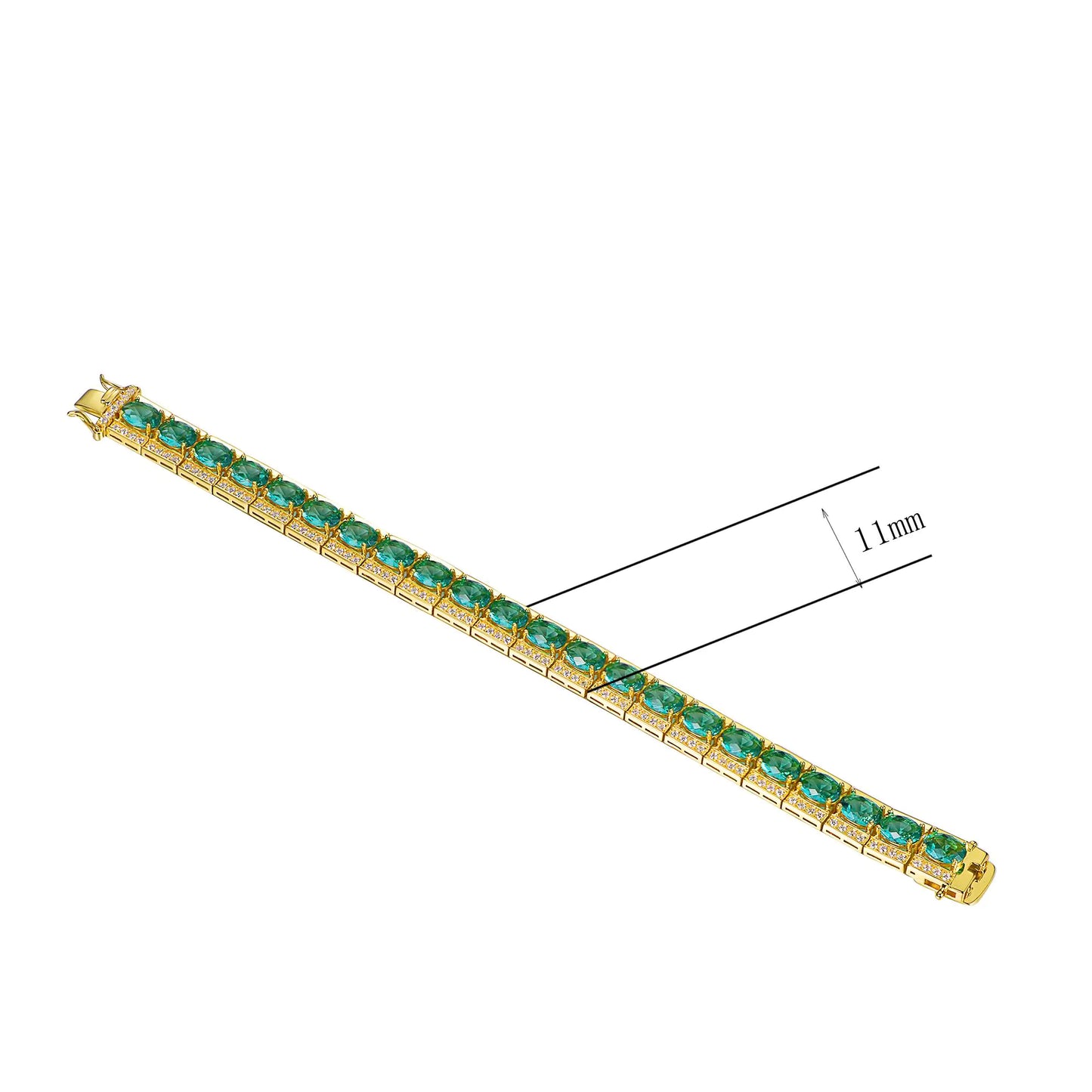 Wholesale Silver Gold Plated Simulated Emerald Square Tennis Bracelet