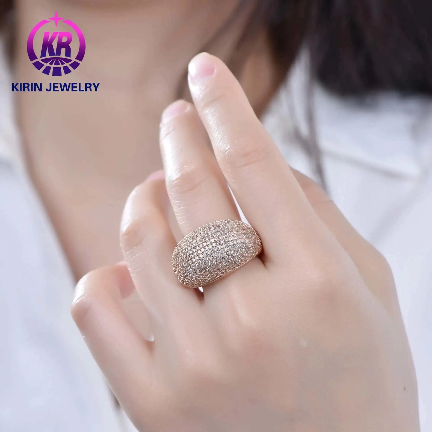 Wholesale Silver Half Eternity Chunky Engagement Ring for Women