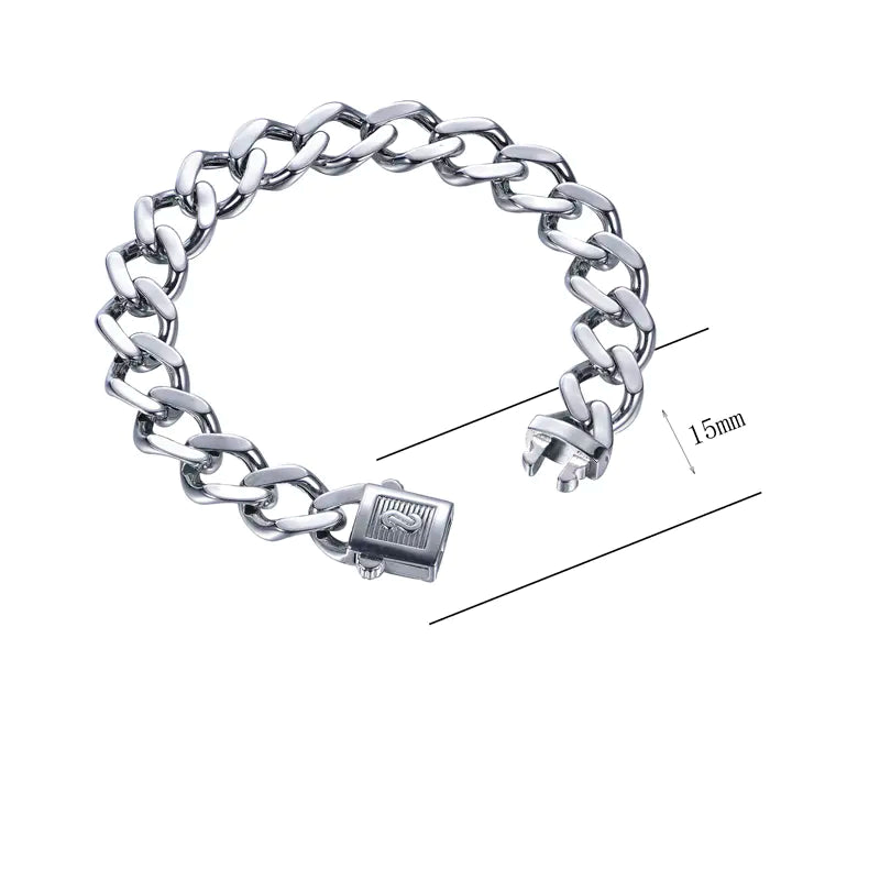 Wholesale Silver Huge Heavy Curb Chain Miami Cuban Bracelet