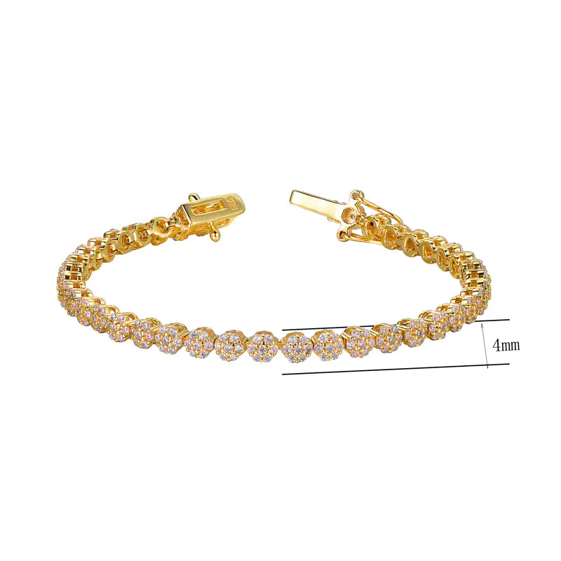 Wholesale Silver Iced Out Clustered Lab Diamond Tennis Bracelet