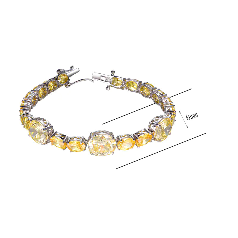 Wholesale Silver Lab Created Citrine Oval Cut Tennis Bracelet