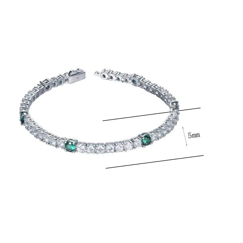 Wholesale Silver Lab Created Emerald Diamond Tennis Bracelet