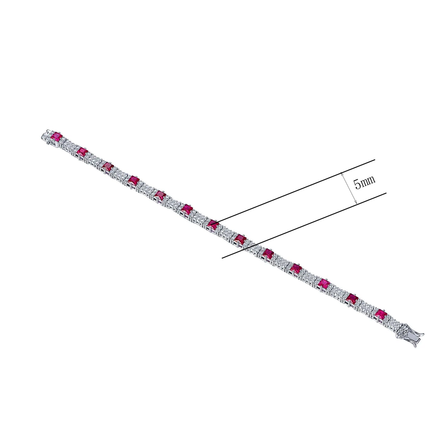 Wholesale Silver Lab Created Ruby Diamond Tennis Bracelet