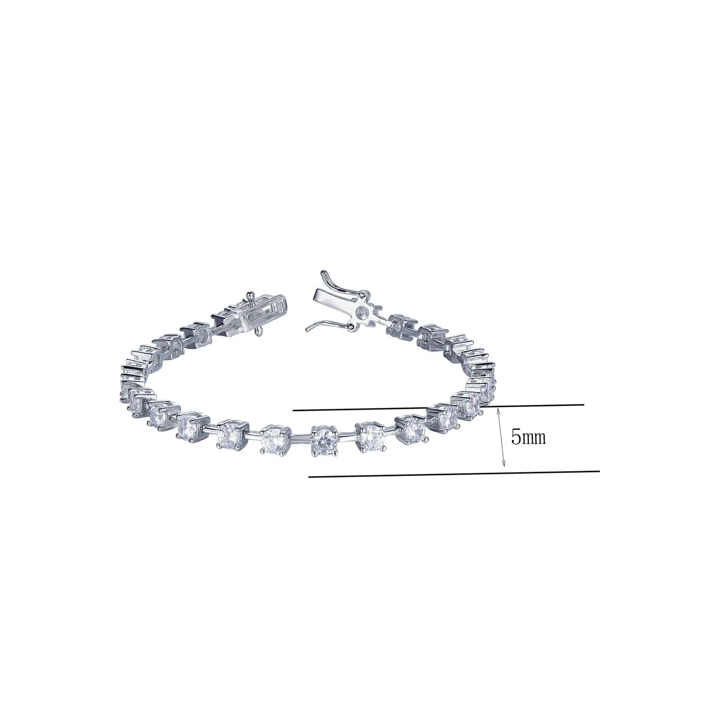 Wholesale Silver Rectangle Simulated Diamond Link Bracelet