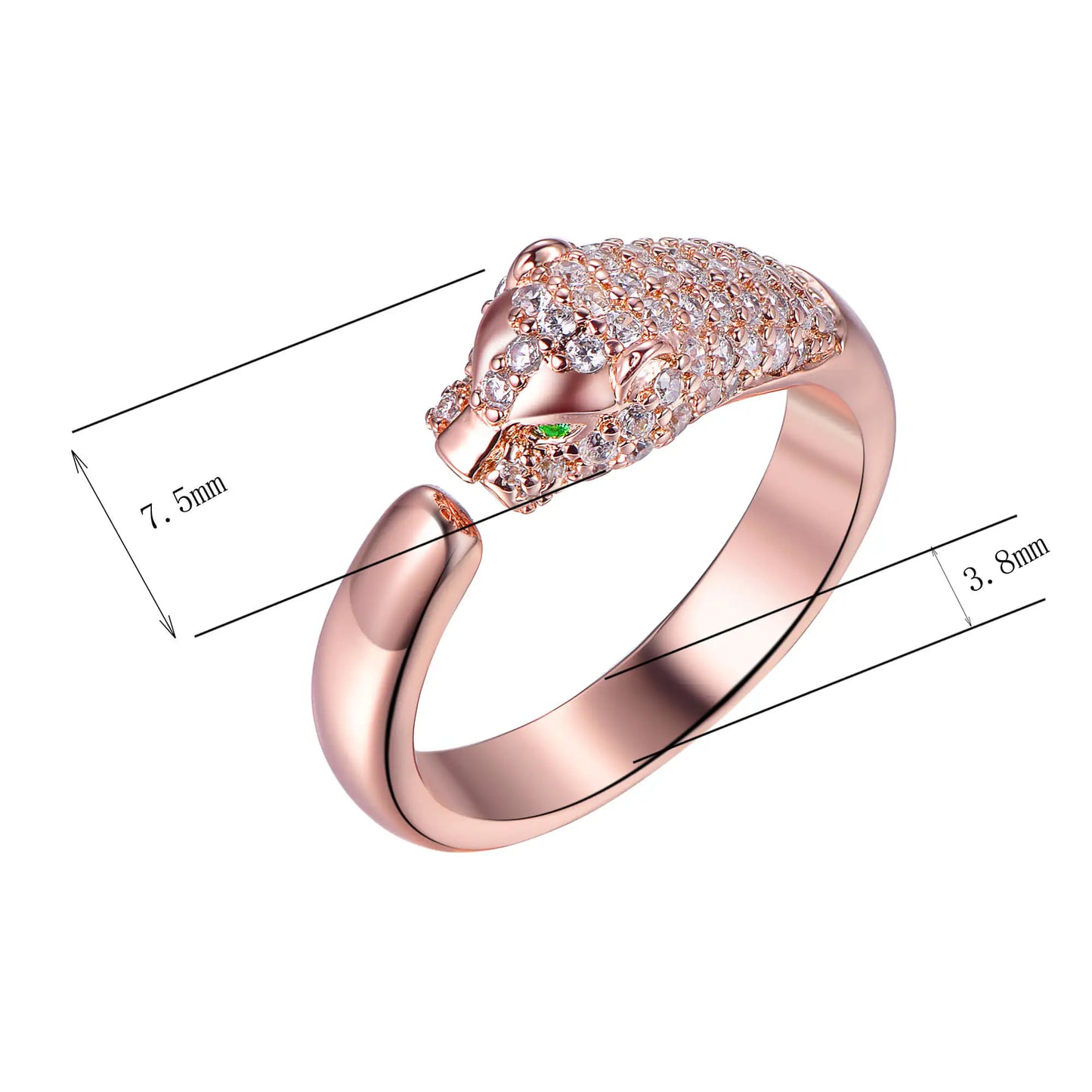 Wholesale Silver Rose Gold Plated CZ & Spinel Adjustable Leopard Ring Jewelry