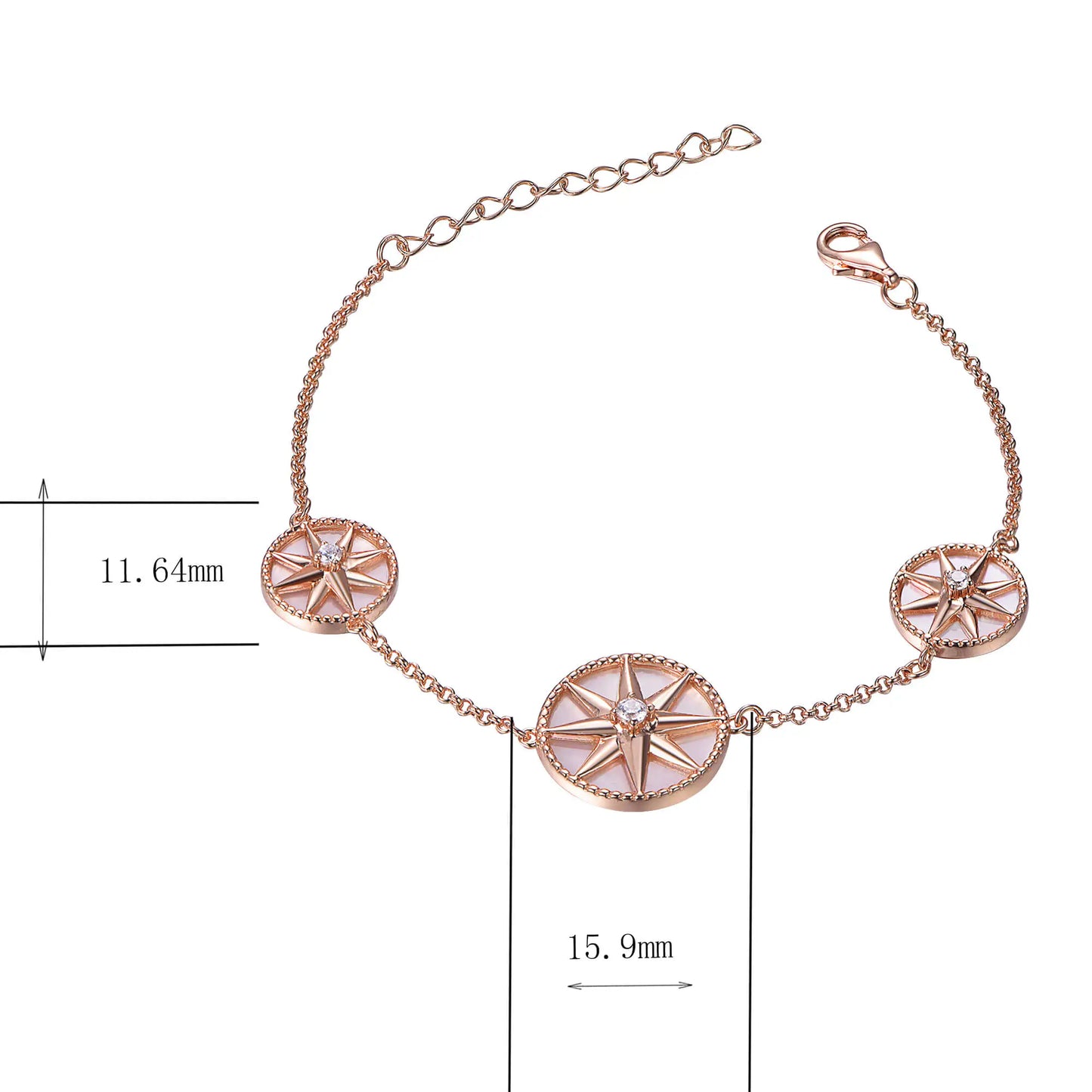 Wholesale Silver Rose Gold Plated Eight-Pointed Star Compass Bracelet