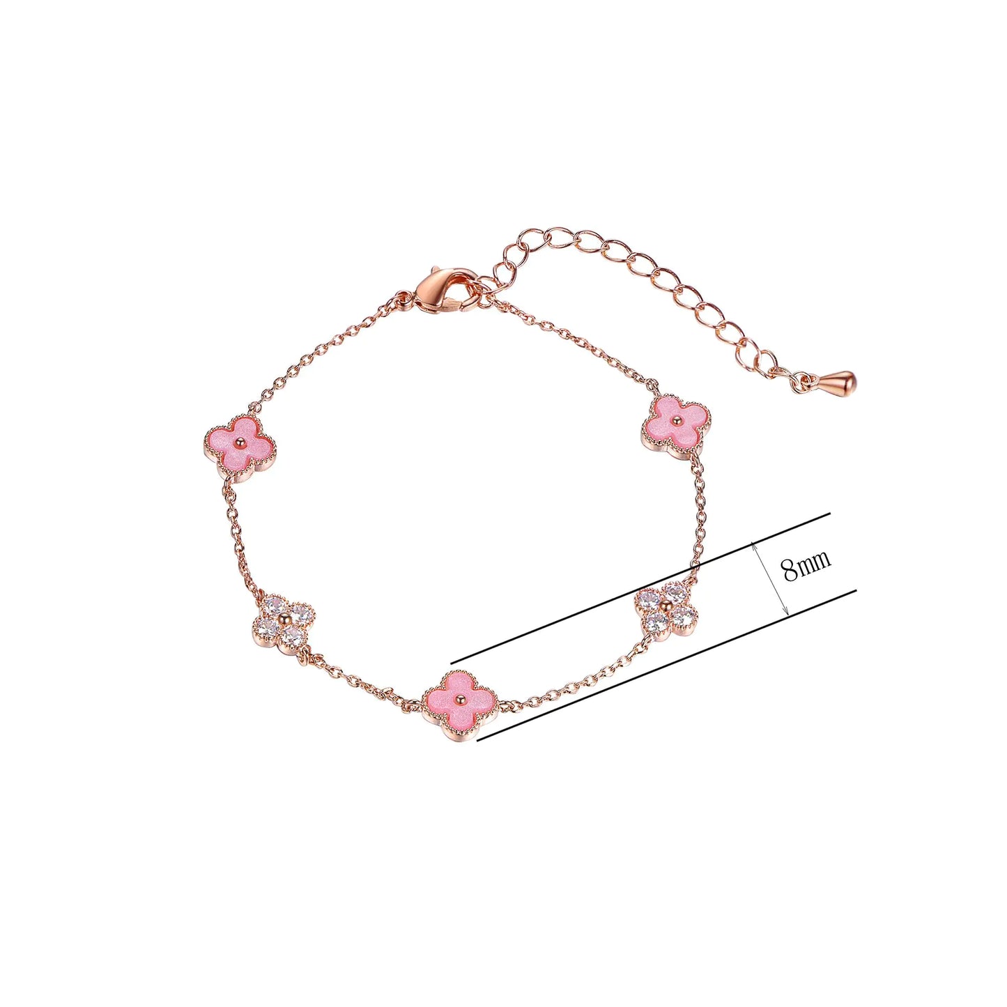 Wholesale Silver Rose Gold Plated Four Leaf Lucky Clover Bracelet