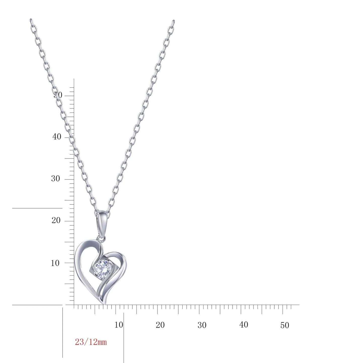 Wholesale Silver Round Brilliant Cut Lab Diamond Heart Pendant