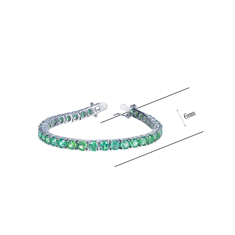 Wholesale Silver Round Cut Lab Created Emerald Tennis Bracelet