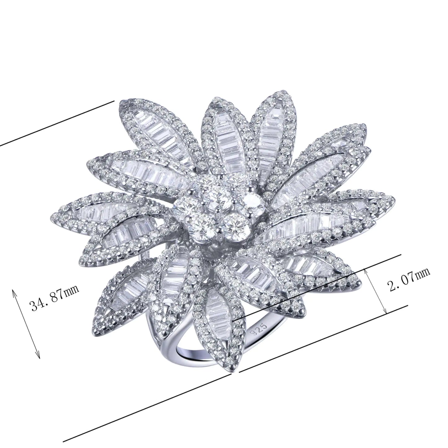 Wholesale Silver Statement Cocktail Unique Flower Engagement Rings