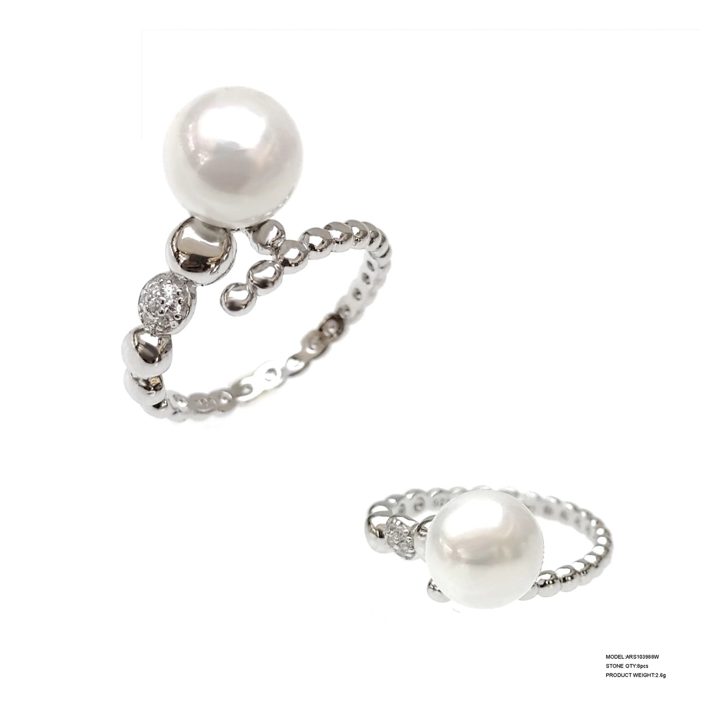 Wholesale Silver Statement Freshwater Cultured Pearl Engagement Rings